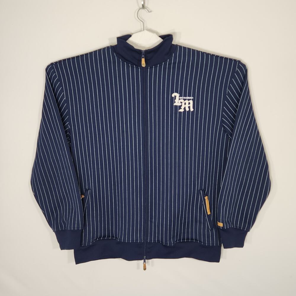 Live Mechanics Full Zip Vertical Pin Striped Blue Men's Size 3XL